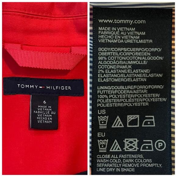 Tommy Hilfiger Blazer Military Style 2 Button Red Gold Braiding Women’s Size 6 - Picture 14 of 16